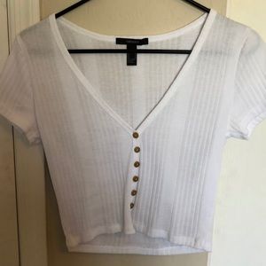 FOREVER21 WHITE VNECK CROP TOP